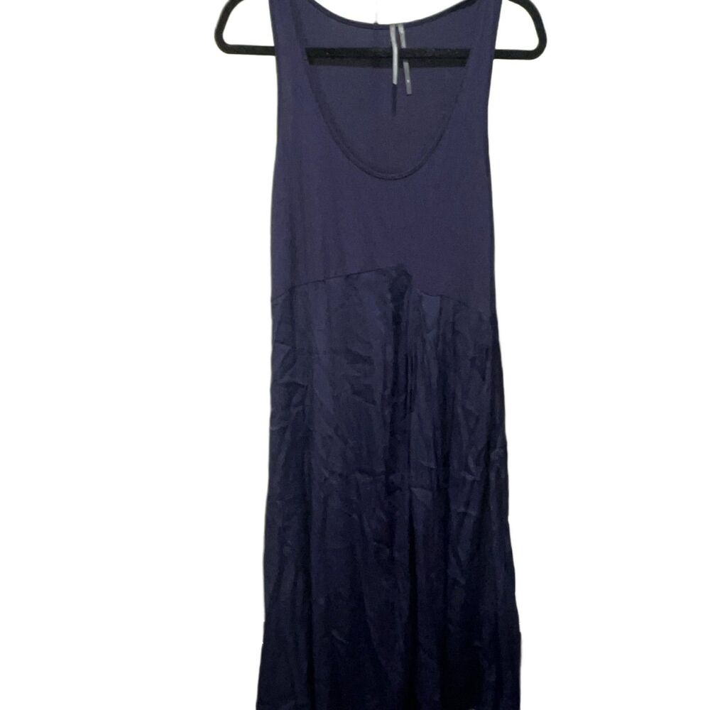 Anthropologie Womens Petite LP Blue Knit Midi Tank Dress Scoop Neck Casual